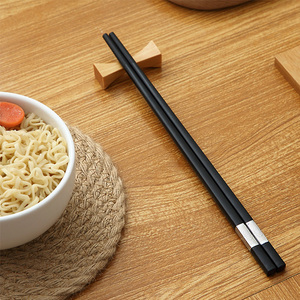 厨房合金筷子家庭装高档防滑酒店加长耐高温实木日式筷子家用餐具